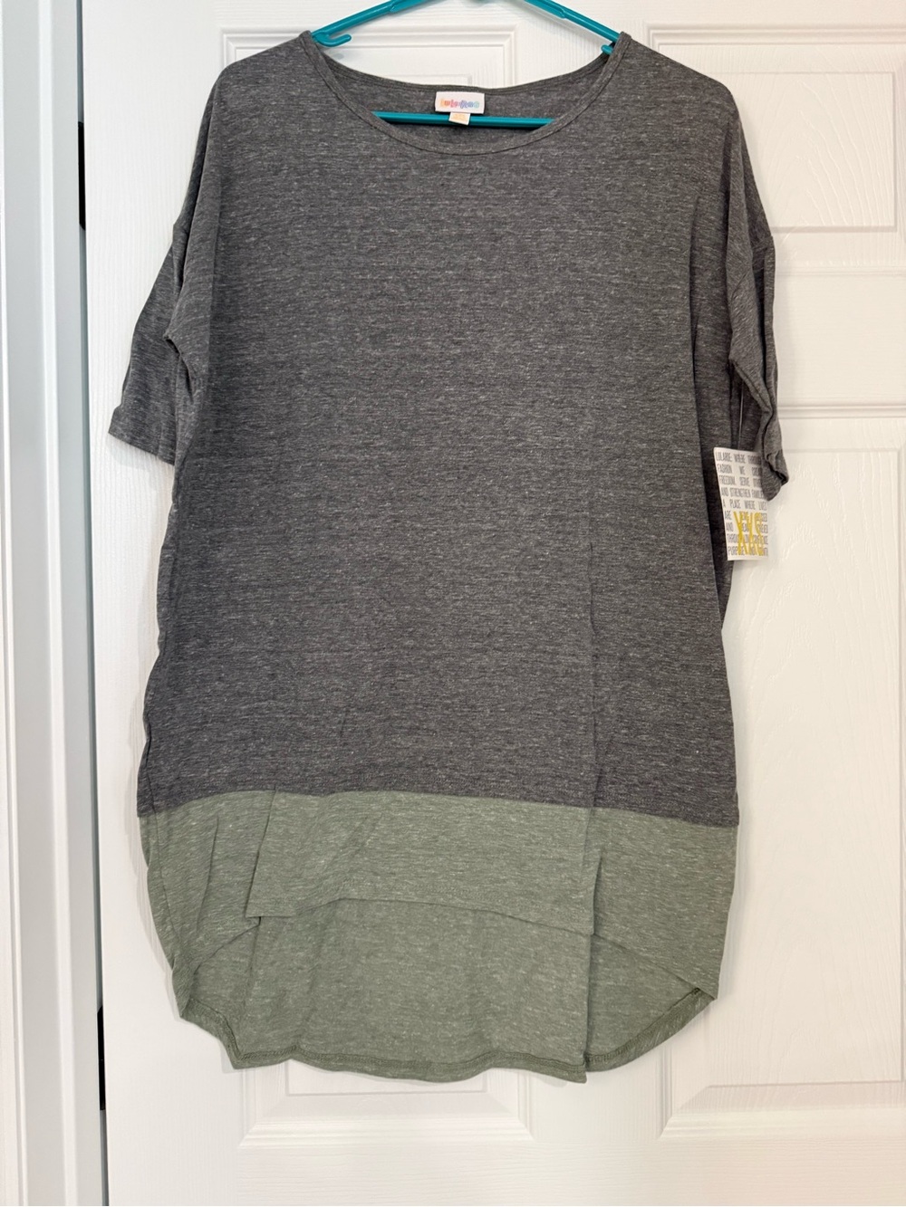 Lularoe Irma Two-Tone Gray and Olive Women’s Tunic Top